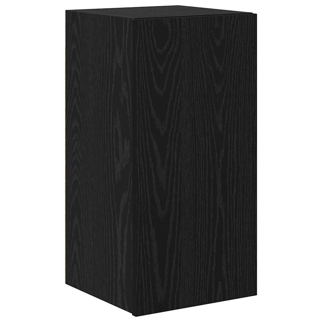 Ensemble Meuble TV Mural 8 pièces en Bois d'ingénierie chêne Noir avec Portes, étagères et Rangement, Design Moderne scandinave pour Salon séjour Chambre, Support Console Buffet Angle