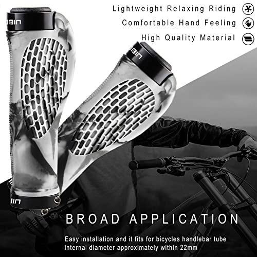 Image of TOPCABIN Ergonomic Bike Grips - Widen Holding Rubber Grips with Aluminum LockGrips for Mountain & Road Bikes