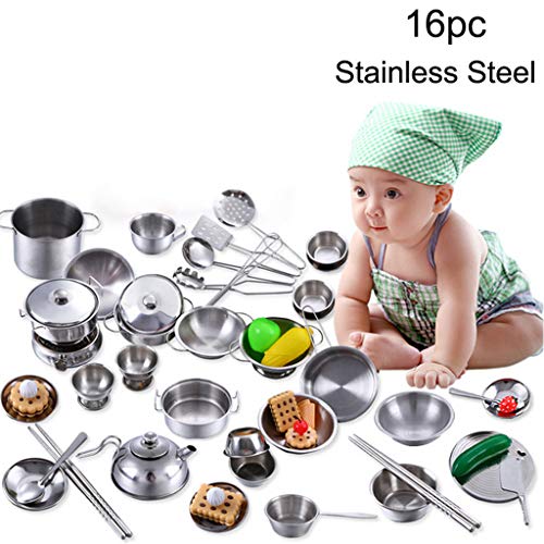 ☀ Dergo ☀Toy,Play house game ,16 Pcs Set Kids Play House Kitchen Toys
