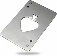 Abridor de Garrafa Formato Carta de Baralho em Aço Inoxidável Portátil, Compacto, Resistente, Estilo Poker Ideal para Churrasco, Viagens, Bar em Casa.