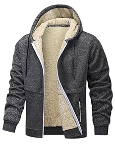 Sweat Homme Manches Longues Veste Couleur Unie Doublé Chaudement