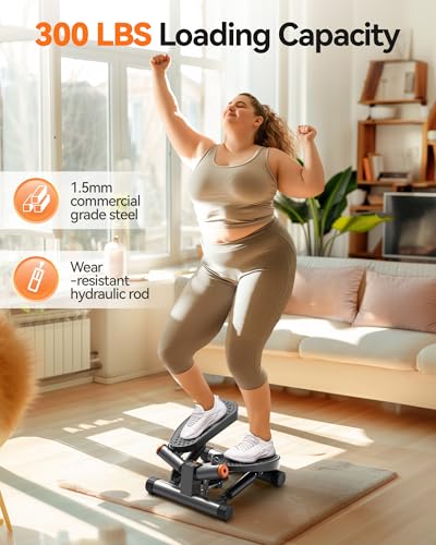 Image of Niceday Steppers for Exercise, Stair Stepper with Resistance Bands, Mini Stepper with 300LBS Loading Capacity, Hydraulic Fitness Stepper with LCD Monitor