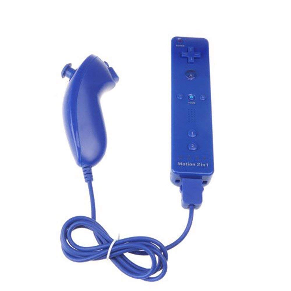 Manette de Jeu Motion Plus pour Wii et Wii U, Accélérateur de Jeu Télécommandé Elégant pour Nintendo Wii et Wii U avec Housse de Protection (Bleu foncé)