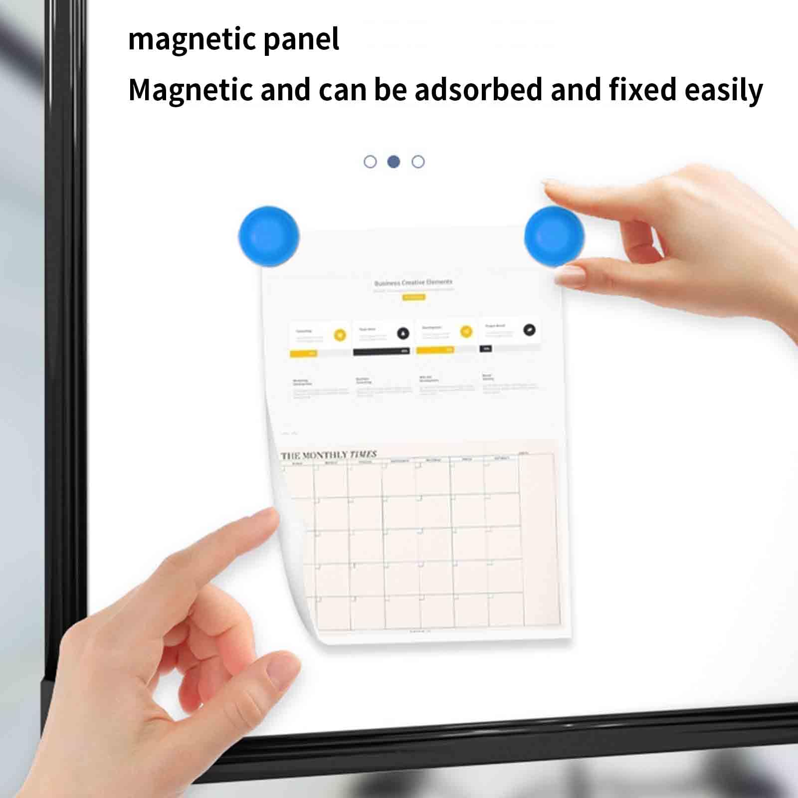 Pizarra Blanca Magnetica Pizarras Blancas De Rotulador Magnética Whiteboard Rotulador Borrable White Board Con Soporte Plegable Fuerza Magnética Escuela De Oficina En Casa (Black,57x77cm)