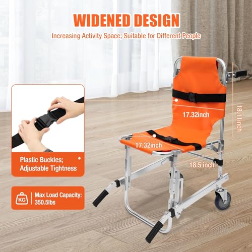 Silla de evacuación para escaleras médica de aluminio ajustable con ruedas 4