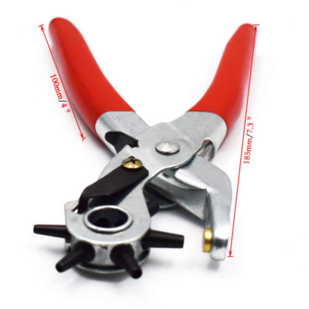 Hand Rotary Leather Hole Punch Plier Tool Belt Rubber Multi Watch Band Durable