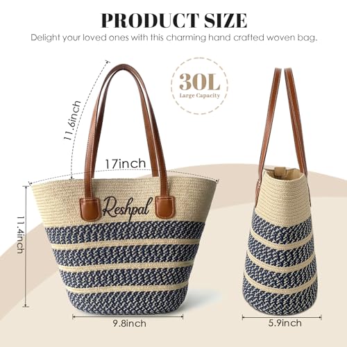 Bolso de playa tejido de paja para mujer miniatura 4