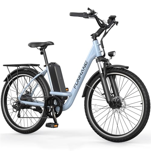 Funhang Electric Bike for Adults, 26' City Cruiser Ebike with 1000W Peak Motor, 21.7MPH 50 Miles...