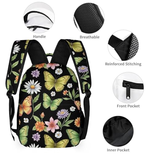 Backpack Bookbag Set Butterfly (116) Backpack with Lunch Bags and Makeup Bag Shoulder Bag with Lunch Box Storage Bags3