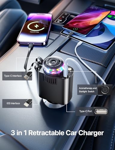 Diffuseur de désodorisant de voiture à charge avec câbles rétractables pour longs trajets - 5