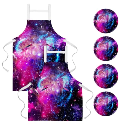 Tablier de cuisine galaxie idéal pour la pâtisserie en famille et le nettoyage