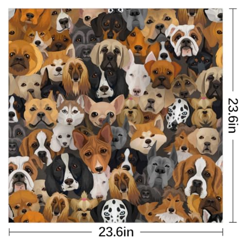 Animal Dog Pattern Silk Like Head Scarf for Women 23.6” Square Satin Hair Scarf Fashion Print Pattern Scarves Silk Feeling Neckerchief Bandana Lightweight Handbag Accessories2