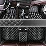 Custom Black Orange Blue Leather Automotive Floor mats for Car SUV Truck & Sportscar Sedan All Weather Protection Trim to Fit Most Vehicles Luxury Car Mats (Black White)