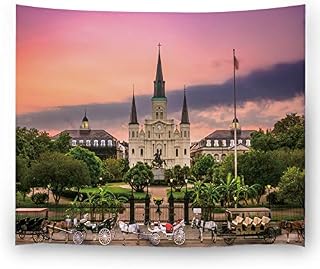 Misscc Wall Art Tapestry for Bedroom Living Room Sunset View of New Orleans Louisiana at Jackson Square Home Decor Wall Hanging Tapestries
