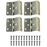 RLECS 4PCS Wooden Chest Cabinet Door Fitting Decorative Box Hinge Antique Bronze Triple Fold Right Angle Hinge 6 Hole Length 43MM/1.7Inch for Door and Cabinet