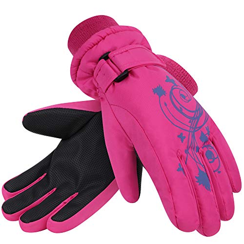 Lullaby Kids Ski Gloves Kid's Warm Winter Outdoor Snow Skiing Gloves, 7667 Pink