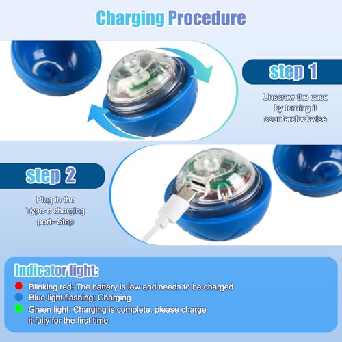 DAILINK Interaktiver Ball für Hunde, wiederaufladbar, 67 mm, Spielzeugball für Hunde, mit LED, schwimmend, langlebig, hoher Rückprall für Welpen, klein und mittelgroß