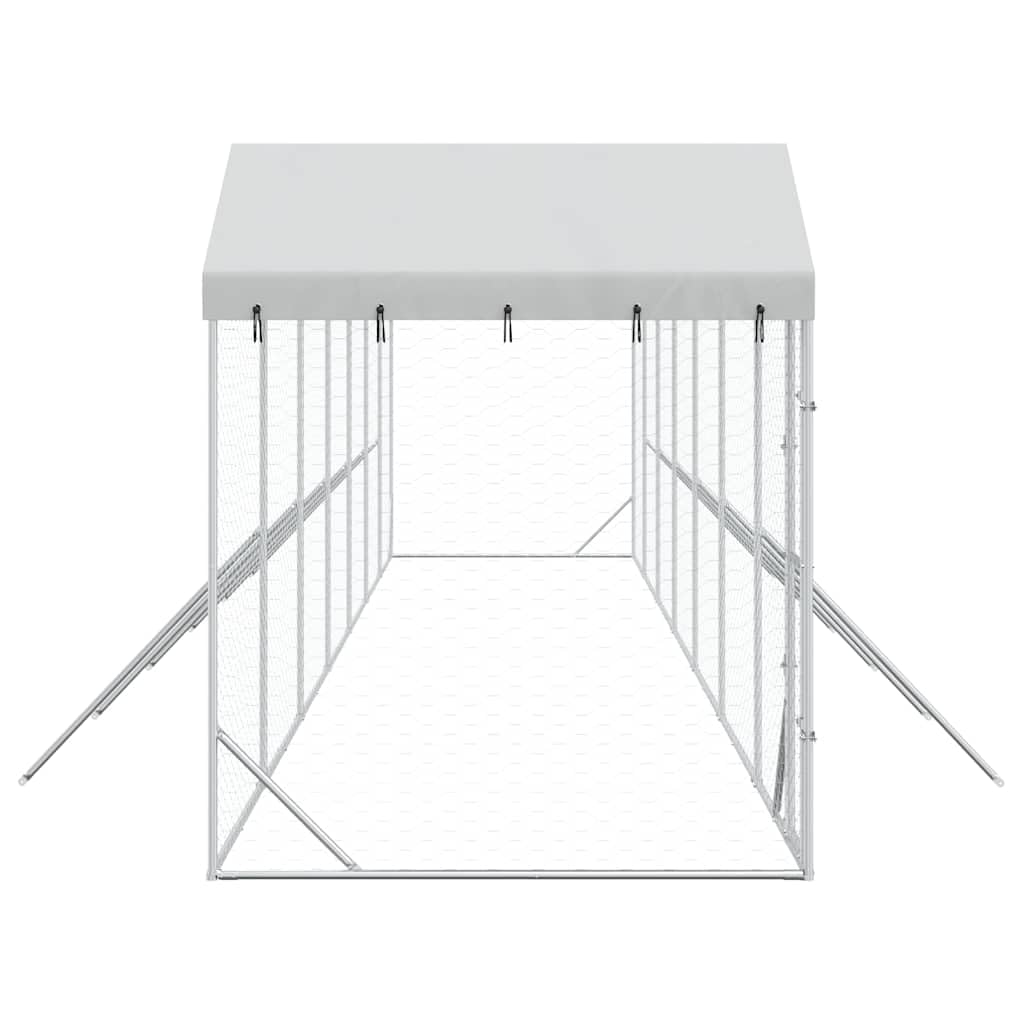 Cuccia Cani Esterno Tetto Argento 14x2x2,5 m Acciaio Zincato