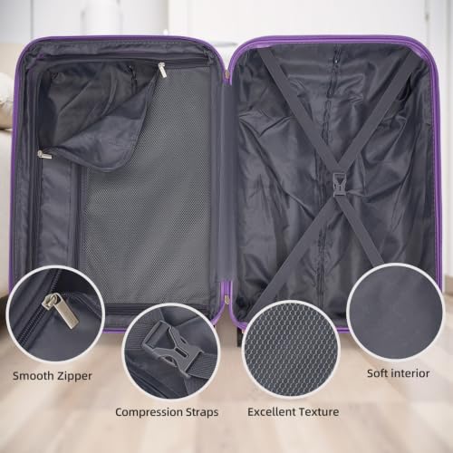 Image of LARVENDER Luggage Sets 5 Piece, PC+ABS Expandable Suitcases with Wheels | Suitcase Set for Women and Men|Checked Luggage|Carry On Luggage|Hardside Lightweight|Lavender Blush