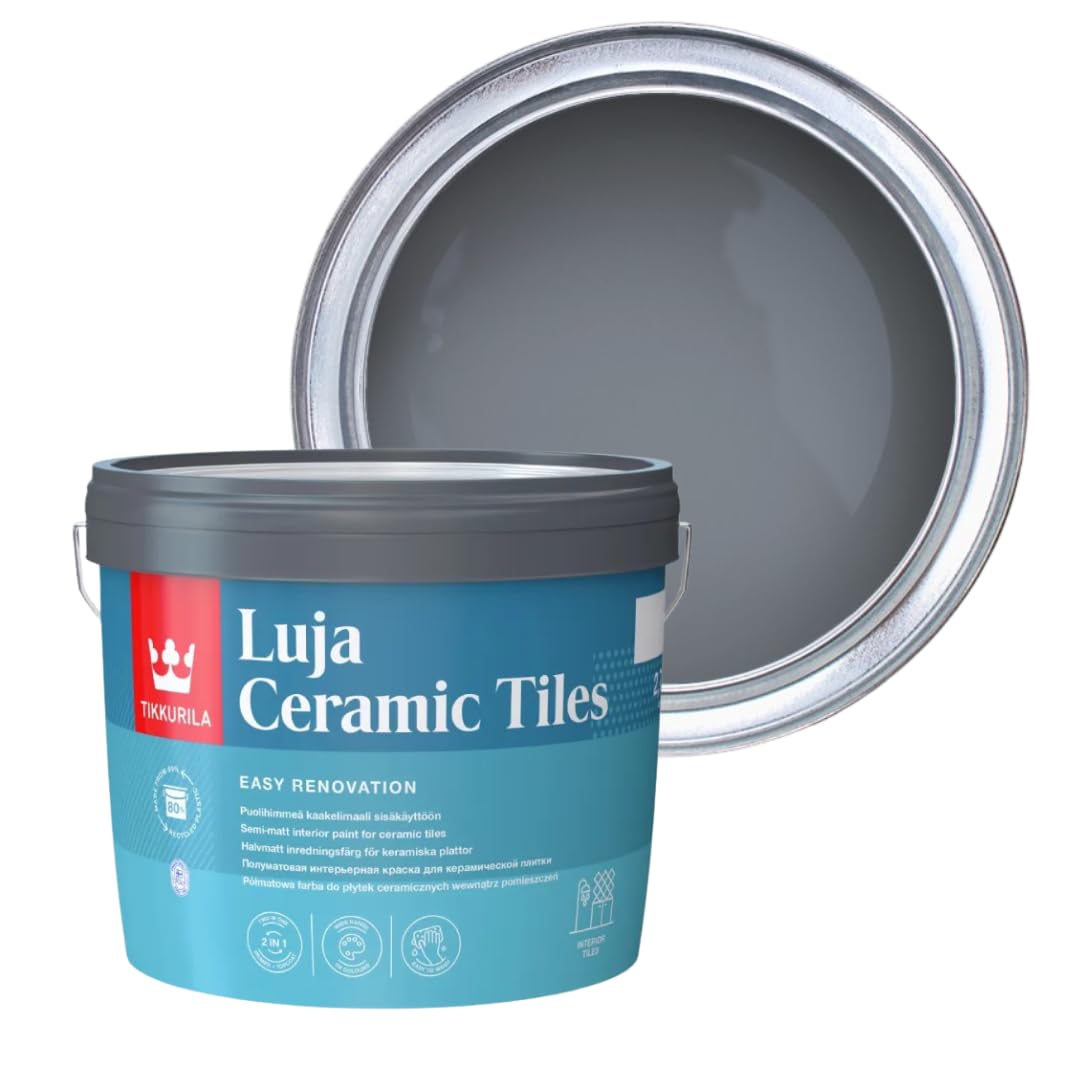 TIKKURILA Luja Ceramic Tiles - Semi-matt paint for Ceramic Tiles - Available in White & 100+ Colours (Surf S500, 3 Litres) — image 1