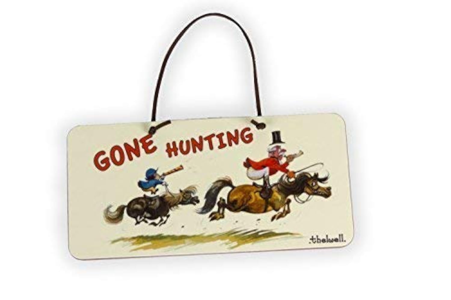"Gone Hunting" Door Sign by Thelwell. Gifts for people who horse ride.