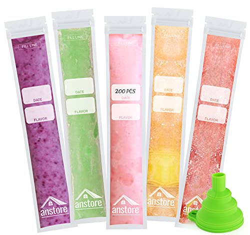Wassereis Tüten, Anstore 200 Stück Eisformen für Eistüten zum Befüllen mit Trichter, 28x5,5cm Bussy Wassereis Formen Popsicle Taschen, BPA-frei Wassereistüten mit Zip-Siegel für Eiswürfelbeutel Wassereis Tüten, Anstore 200 Stück Eisformen für Eistüten zum Befüllen mit Trichter, 28x5,5cm Bussy Wassereis Formen Popsicle Taschen, BPA-frei Wassereistüten mit Zip-Siegel für Eiswürfelbeutel