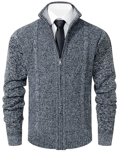 Image of Vcansion Men's Classic Cardigan Sweaters Stand Collar Slim Fit Casual Knitted Sweater