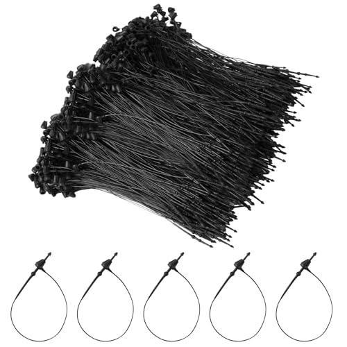 Flintronic 1000 Piezas Hilos de Seguridad Transparente, Bucle de Pasadores de Cierre A Presión Transparente de 10 cm, Sujetador de Plástico para Etiqueta de Precio, para Craft Shows, Negro