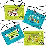  MissRompy  Brustbeutel Jungs mit Name (verschiedene Modelle 1) und Sicherheitsverschluss Jungen Umhängebeutel breast bag Portemonnaie