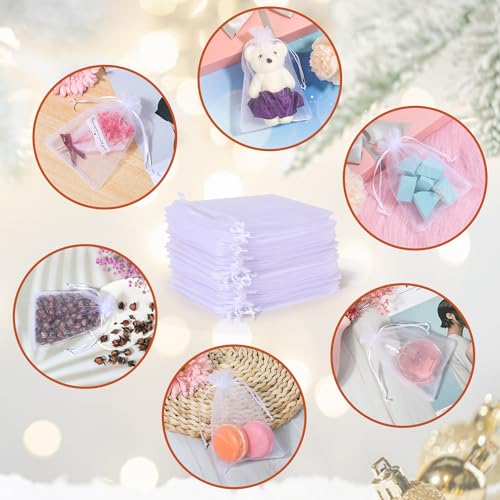 Image of Hopttreely 100pcs Organza Bags, White 4x6(10X15CM) Satin Drawstring Organza Pouch Wedding Party Favor Gift Bag Jewelry Watch Bags