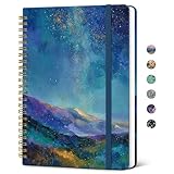 Construcción resistente: nuestro cuaderno de diario con espiral está diseñado para durar con una encuadernación de doble alambre de metal resistente y una tapa dura resistente. La cubierta resistente al agua protege tus notas de daños, mientras que el diseño de doble alambre permite un fácil plegado y colocación plana.