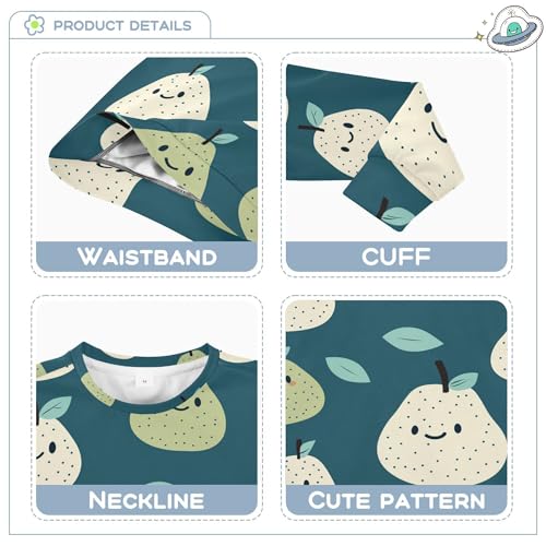 JUNZAN Cartoon Cute Pears Green Big Girls Hooded Sweatshirt Long Sleeve Tops Clothing Shirts Party 4T3