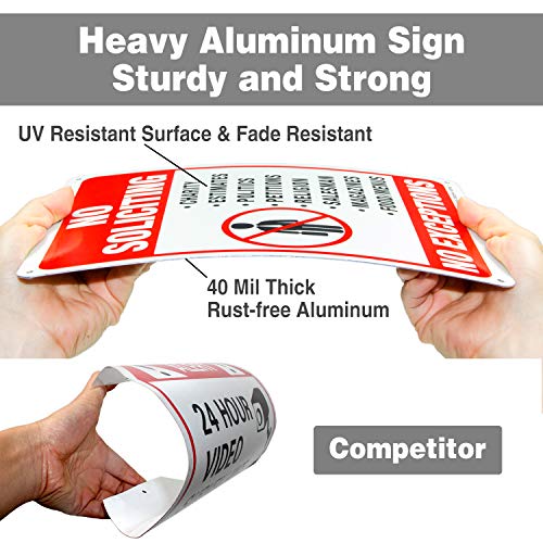 No Soliciting Sign For House, No Exception Metal Reflective Warning Sign 2 Pack, Sturdy 10 X 7 Rust Free .040 Aluminum Sign Indoor & Outdoor Use For Business, Uv Protected & Waterproof, Easy To Mount #TOP2