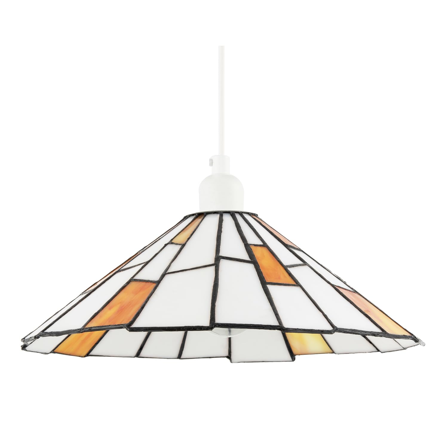 Happy Homewares Orange Contemporary White Tiffany Ceiling Pendant Lighting Shade With Toned Glass Accents | 30Cm X 11Cm | Downlighter Design By