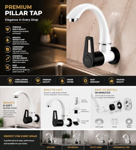 Image of MONIT PVC Polished Sink Cock Tap for Kitchen & Bathroom Wash Basins with Big Neck & Teflon Tape