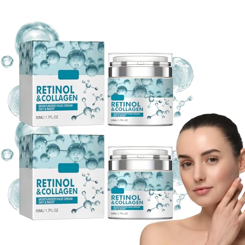 Crema Retinol Anti-Envejecimiento para Rostro, Crema Hidratante Retinol, Reafirmante Hidratante Crema Facial, Disminuye Las Líneas Finas Y Cierra Los Poros, 2 Pcs