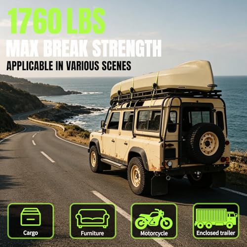 Image of Retractable Ratchet Straps, 4-Pack, 1 Inch x 12 Feet Heavy Duty Tie Downs, 1760lb Break Strength, Self Retracting for Truck, Cargo, Trailer, Motorcycle, ATV, UTV (Yellow, 4pack)