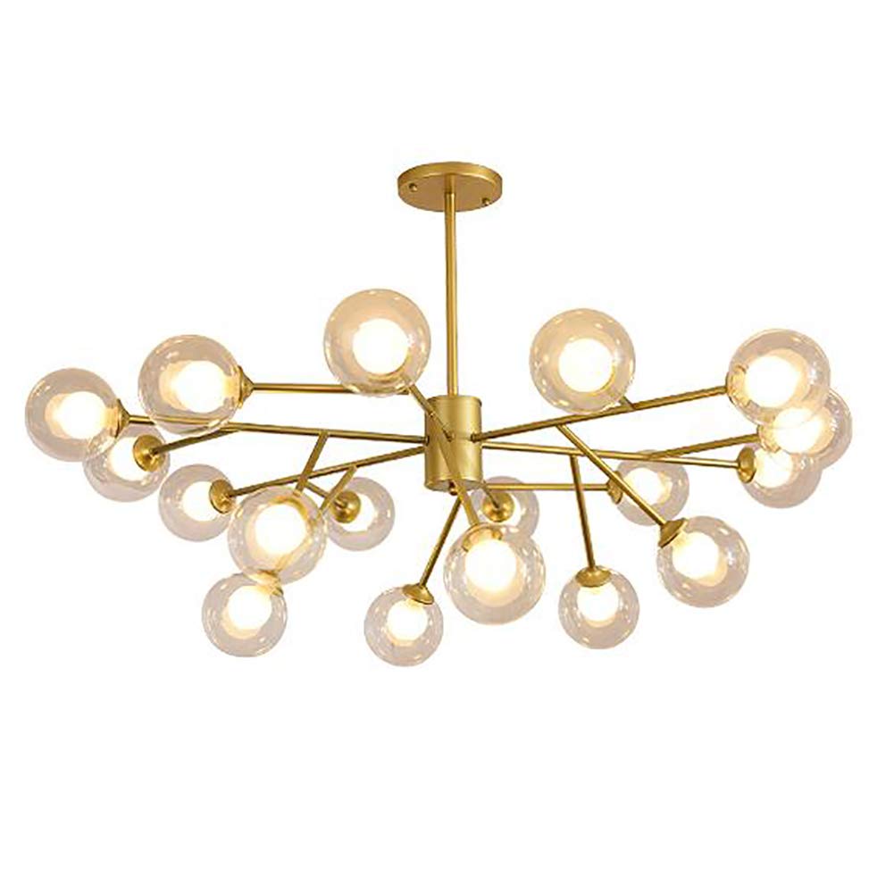 CSXSXAUO Sputnik Chandelier,Creativity Ball in Lampshade Hanging Lamp Mid Century Chandelier Modern Industrial Ceiling Light Fixture Bronze Finish Pendant Golden 18 Lights Vision