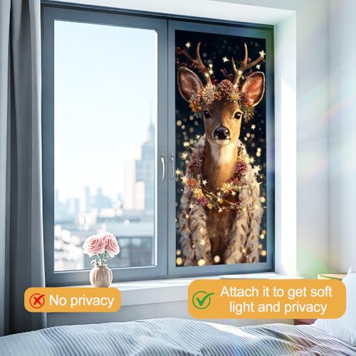 Image of Enchanted Deer Portrait Christmas Window Film 17.32x39.37in