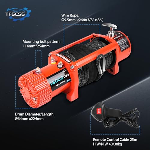 Winch eléctrico 13000lbs 12V con control remoto miniatura 5