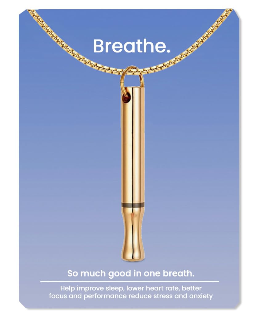 Mindfulness Breathing Necklace, Stress Relief, Stainless Steel Necklace for Deep Breathing Reminder, Anxiety Reducer for Women Men Gift