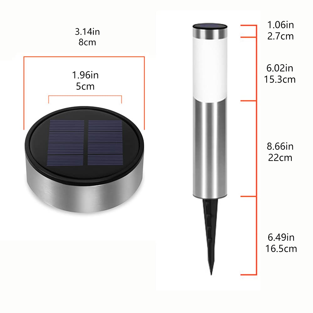 4 szt. Solarna lampa słupowa zewnętrzna lampa ogrodowa ścieżka trawnik lampa drogowa zewnętrzna lampa słupowa ze stali nierdzewnej ogrodzenie słupek lampa kolumnowa oświetlenie ścieżki wodoodporne ośw