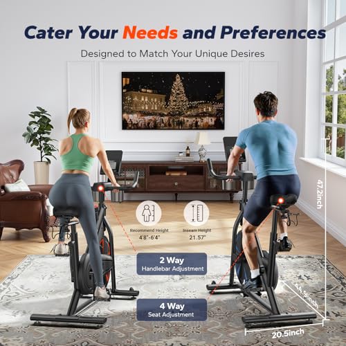 Foto de MERACH Bicicleta de ciclismo de interior, bicicleta estática para el hogar con resistencia magnética/automática, bicicleta estacionaria Bluetooth con seguimiento de datos de aplicación y soporte para (imagen 7)