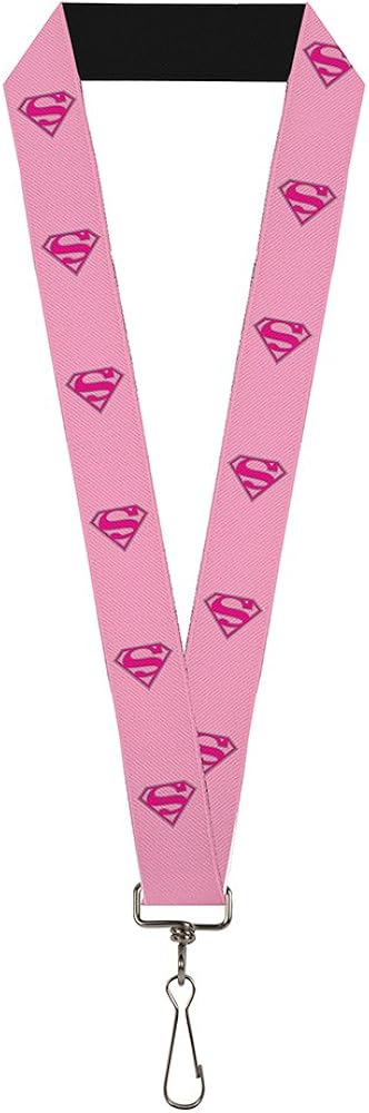Buckle Down Lanyard-1.0"-Superman Shield Pink