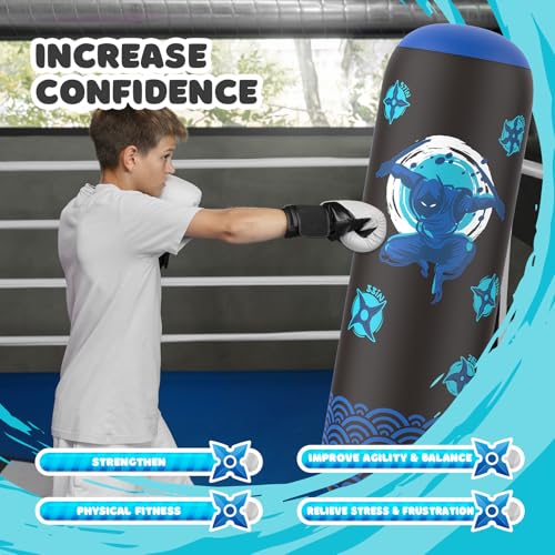 image for Sunikko X Inflatable Punching Bag for Kids, Tall Larger 66 Inch Stable