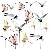 KINGLAKE Dragonfly Stakes Garden Yard Ornaments for Outdoor Indoor Décor,Garden Yard Planter,16 Pcs