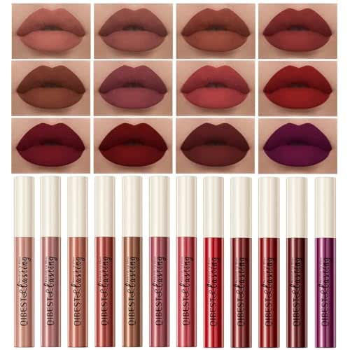 QiBest 12Pcs Matte Liquid Lipstick Set for Girls & Women,