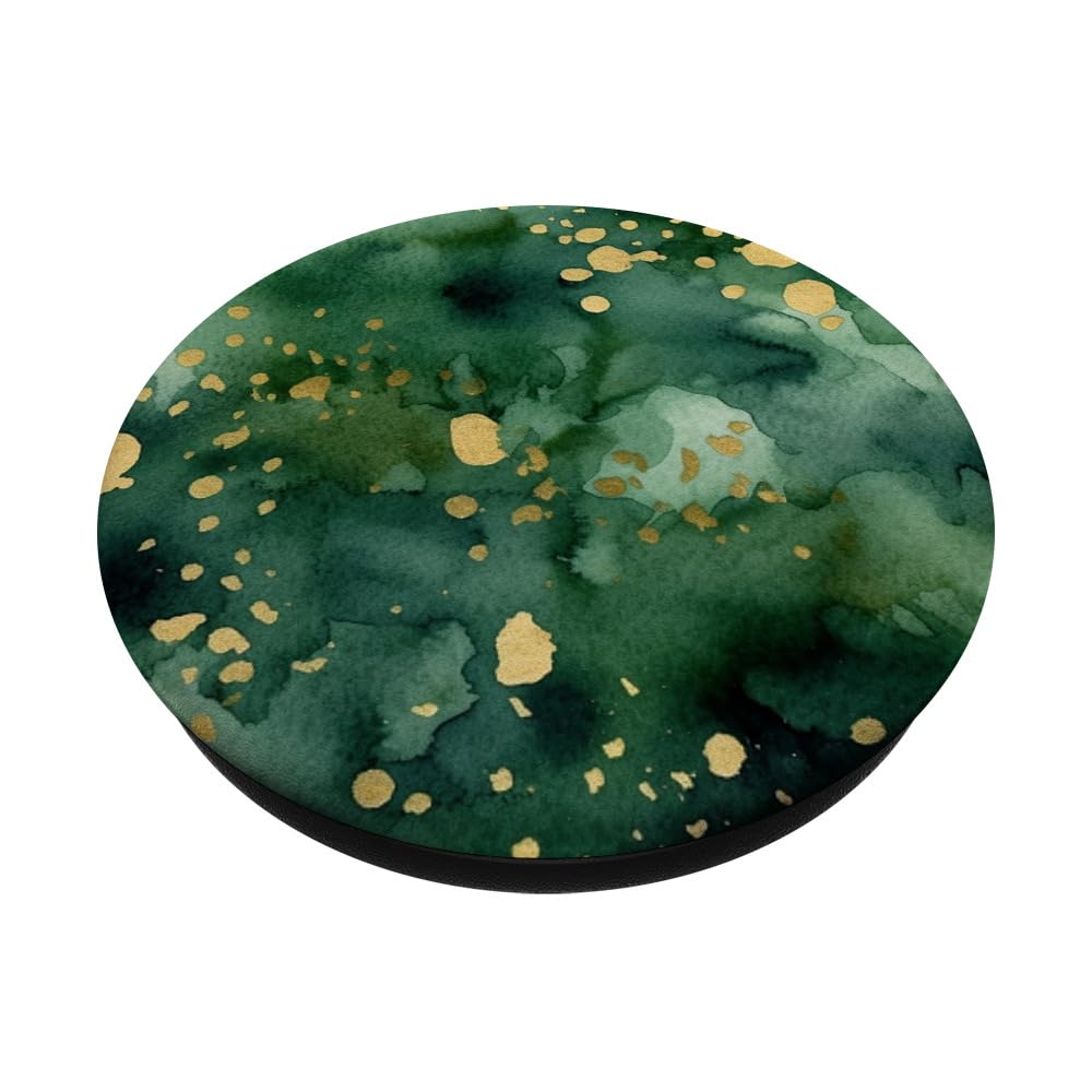 Geometric Forest Green Pattern Triangle Elegant PopSockets Swappable PopGrip, Black - Image 2