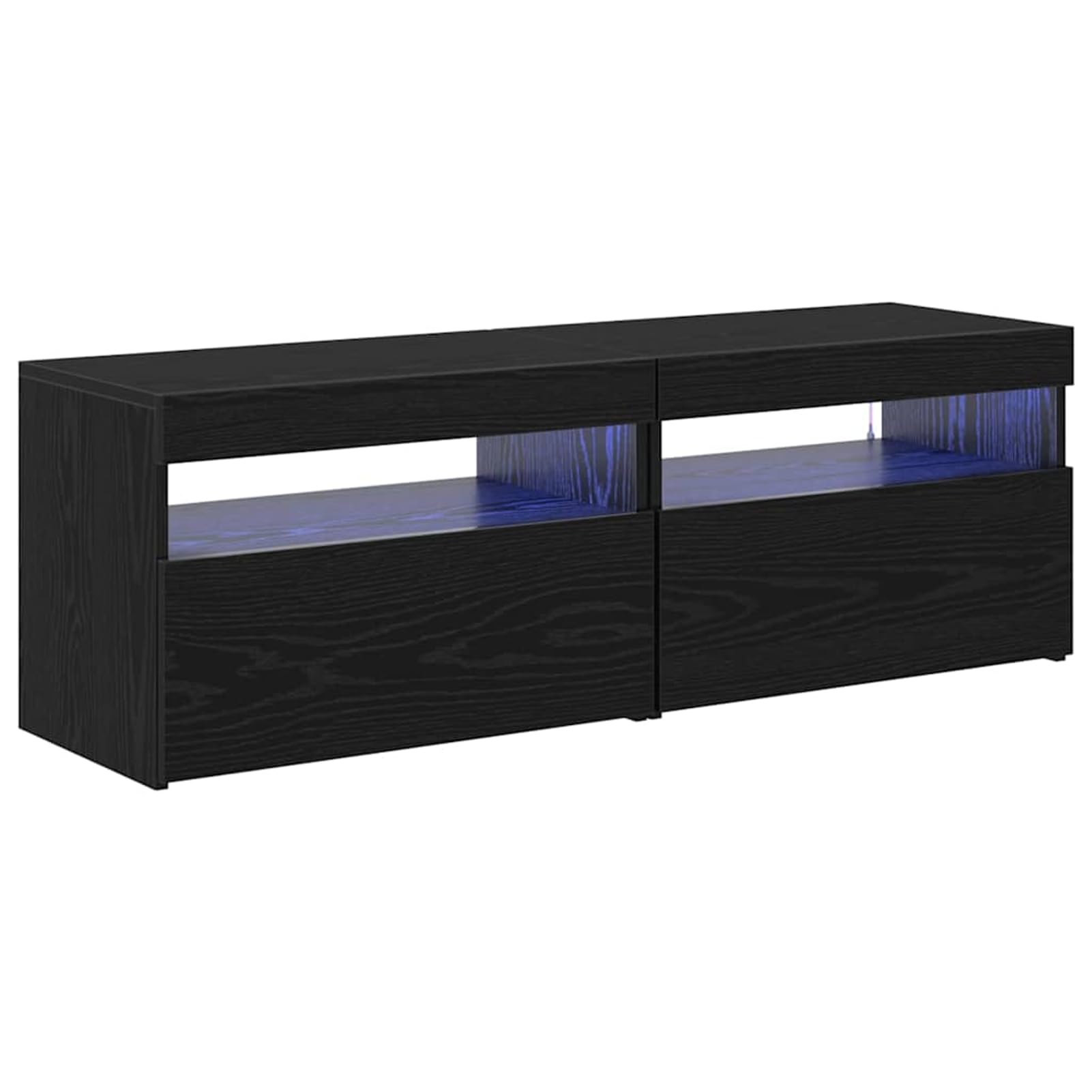 Gecheer TV-Schrank 2er Set, Eiche Optik mit LED Beleuchtung und viel Stauraum, Moderne Lowboards aus Holzwerkstoff Fuer Wohnzimmer und Media Center Einrichtung