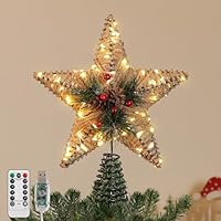 Lewondr Hirsch Christbaumspitze Mit 50 LED Lichtern - Timer, Fernbedienung, USB